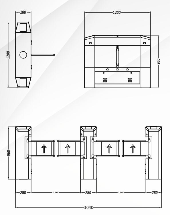 SUS304 van het de Poort Automatische Toegangsbeheer van de schommelingsbarrière de Veiligheidsturnstile Pasbreedte 1000mm 0